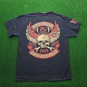 Sturgis 75th Anniversary‎ Tshirt Mens Large Black Hills Rally South Dakota Skull